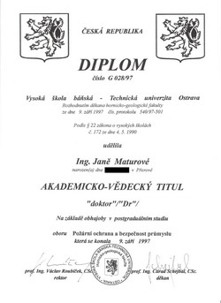 Diplom akademicko vědeckého titulu „Doktor“