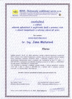 Osvědčení osoby odborně způsobilé v prevenci rizik dle z.č. 309/2006 Sb.